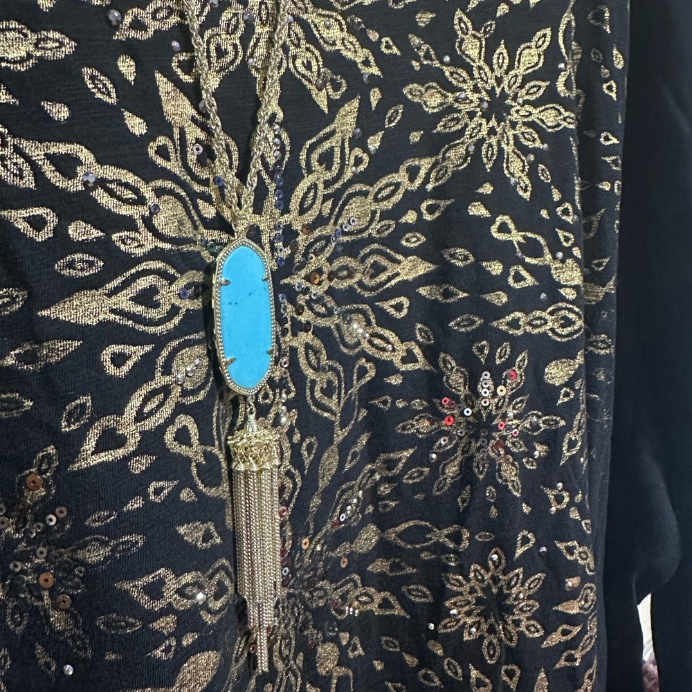 Catherine's Blouse Black Gold Plus Size 3X 26/28 W - Picture 3 of 9